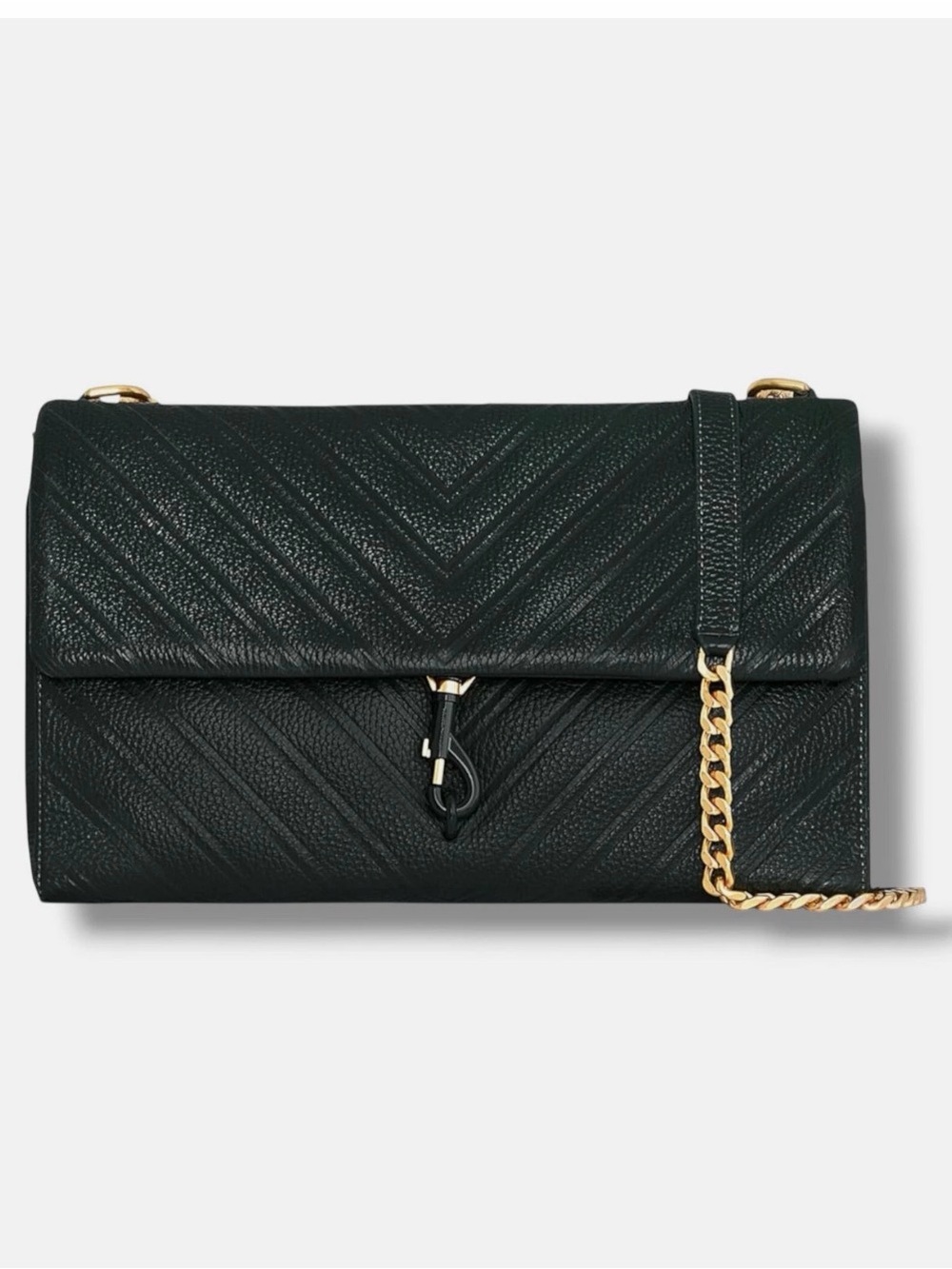 Rebecca Minkoff Women's Green Leather Large Embossed Edie Shoulder Bag